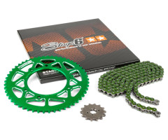 Kit de cadena Stage6 CNC paso 420 13x53 Verde Derbi DRD Pro