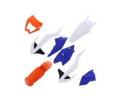 Kit plastiques complet Polisport Orange / Blanc / Noir / Bleu KTM EXC 250 2T / EXC 300 2T ...
